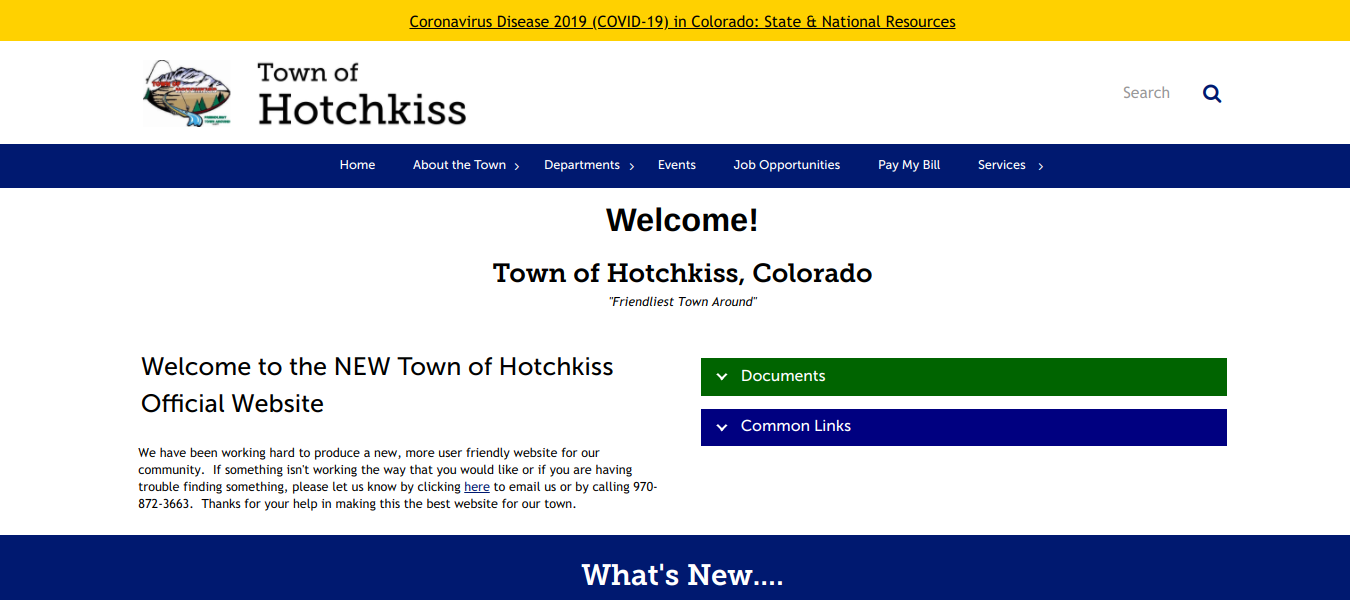 Screenshot Town of Hotchkiss -website